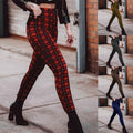 Plaid high waist leggings women casual pants Angelwarriorfitness.com