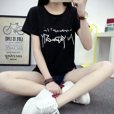 Women's t-shirt printing letters short-sleeved t-shirt women Angelwarriorfitness.com