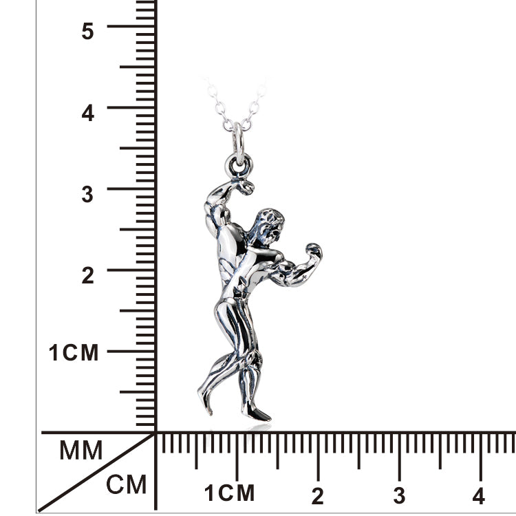 Muscle Man Pendant 925 Sterling Silver Necklace Angelwarriorfitness.com