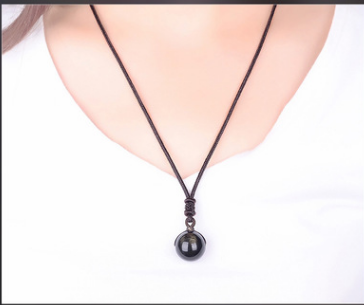 Black Gold Natural Obsidian Stone Pendant Lucky Transfer Beads Pendant Necklace Male Female Lovers Fashion Jewelry Angelwarriorfitness.com