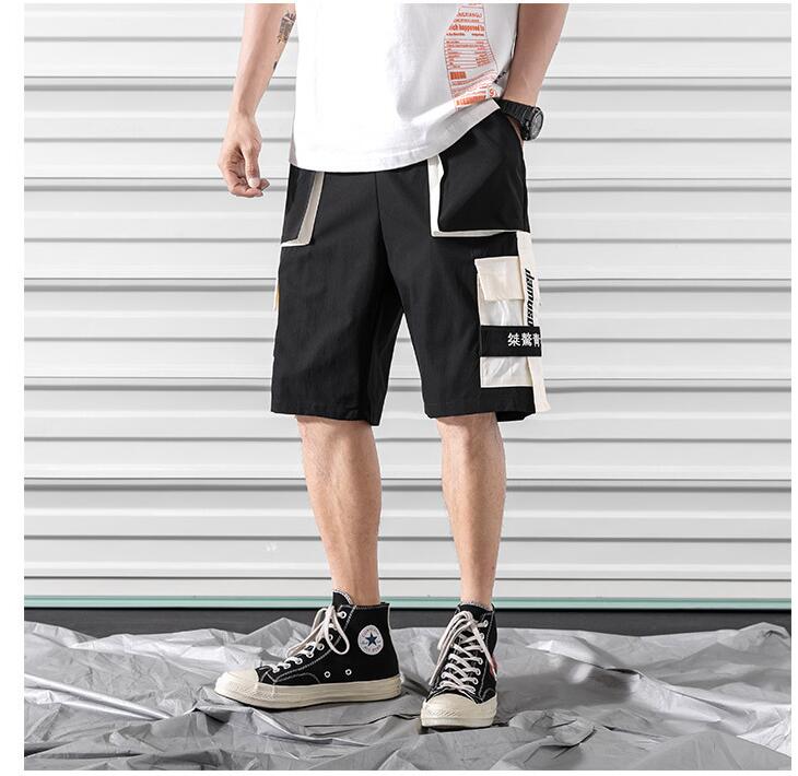 Hip hop shorts mens black casual street wear elastic shorts Angelwarriorfitness.com