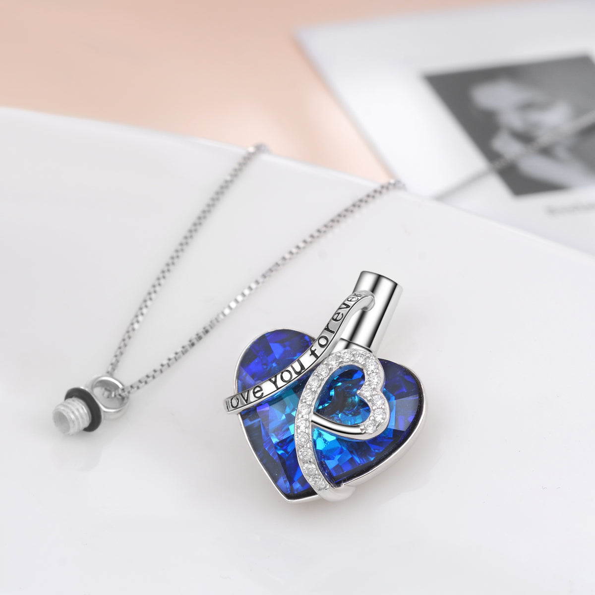 Sterling Silver Heart URN Necklace Engraved I Love You Forever Pendant Cremation Keepsake Necklace Angelwarriorfitness.com
