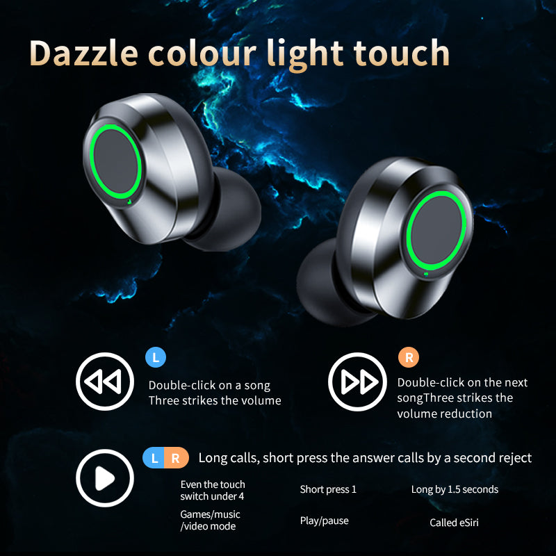 YD03 Wireless Bluetooth Headset TWS Large Screen Smart Digital Display In Ear Breathing Light Angelwarriorfitness.com