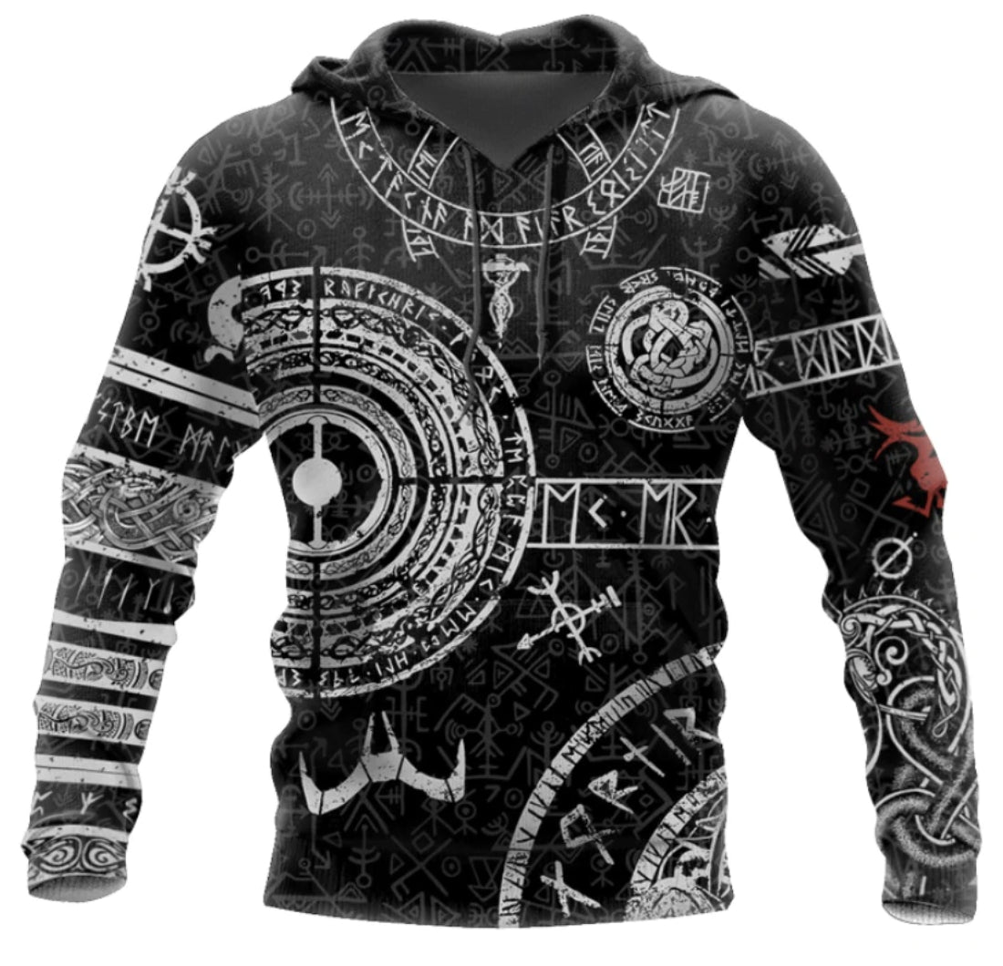 Viking Odin Tattoo D Printed Men hoodies Angelwarriorfitness.com