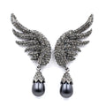 Angel Wings Alloy Diamond Pearl Earrings Angelwarriorfitness.com