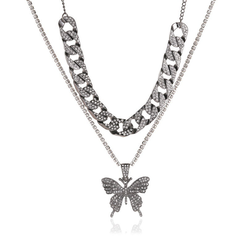 Rhinestone butterfly necklace Angelwarriorfitness.com