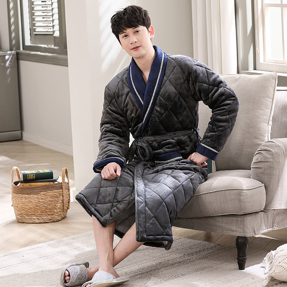 Winter Men's Bathrobe Terry Bathrobe 3 Layer FlannelWinter Men's Bathrobe - 3 Layer Flannel Terry Bathrobe | Angel Warrior Fitness" Angelwarriorfitness.com