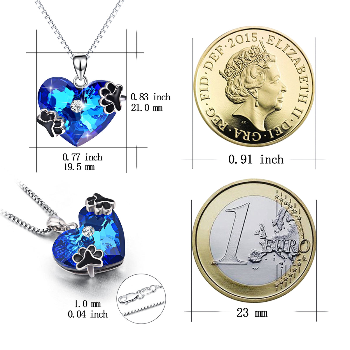 Blue Crystal Pendant 925 Silver Necklace Angelwarriorfitness.com
