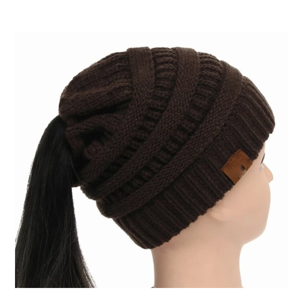 High Bun Ponytail Beanie Hat Chunky Soft Stretch Cable Knit Warm Fuzzy Lined Skull Beanie Acrylic Hats Men And Women Angelwarriorfitness.com