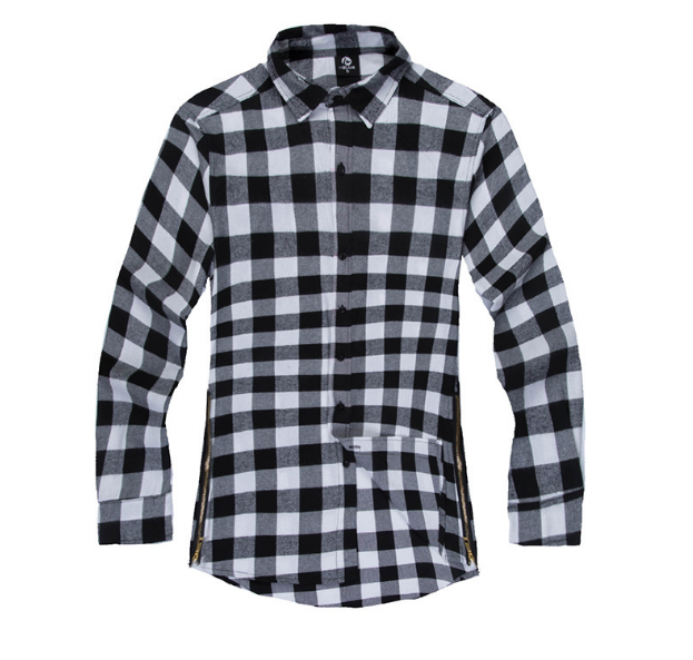 Mens Fashion Hip Hop Shirts Streetwear Urban Clothing Hiphop Men Clothes Plaid Zipper Shirt Angelwarriorfitness.com