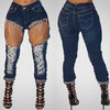 Women ripped chain jeans big size 2xl skinny jeans Angelwarriorfitness.com