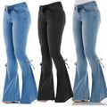 Ladies jeans mid-waisted denim trousers stretch jeans Angelwarriorfitness.com