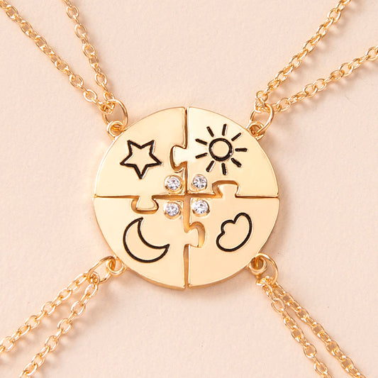 Jigsaw Puzzle Sun Cloud Star Moon Rhinestone Necklaces For Best Friends Sisters Brothers Angelwarriorfitness.com