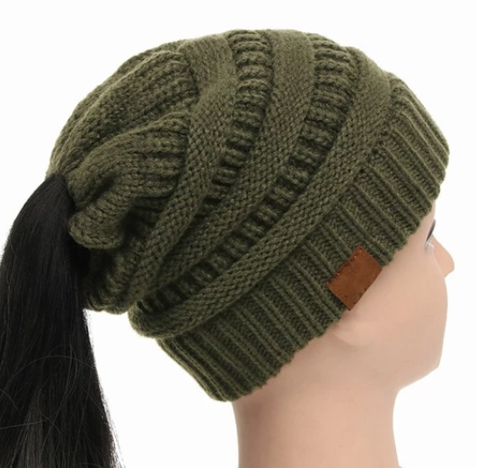 High Bun Ponytail Beanie Hat Chunky Soft Stretch Cable Knit Warm Fuzzy Lined Skull Beanie Acrylic Hats Men And Women Angelwarriorfitness.com