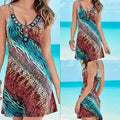 Color Printed Low-cut Sling Dress Angelwarriorfitness.com
