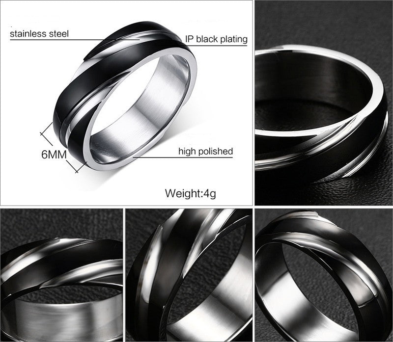 Black Titanium Steel Twill Men's Ring Angelwarriorfitness.com