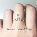 Unisex Gold Silver Color A-Z 26 Letters Initial Name Rings for Women Men Geometric Alloy Creative Finger Rings Jewelry Wholesale Angelwarriorfitness.com