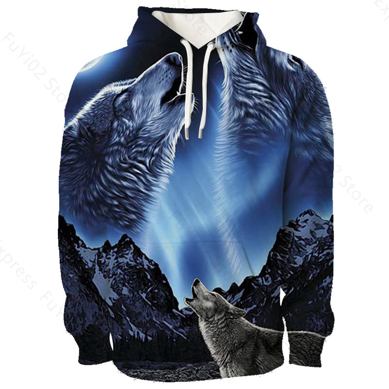 Animal 3d Wolf Pattern Hoodie Men And Women Sports Casual Wear Angelwarriorfitness.com