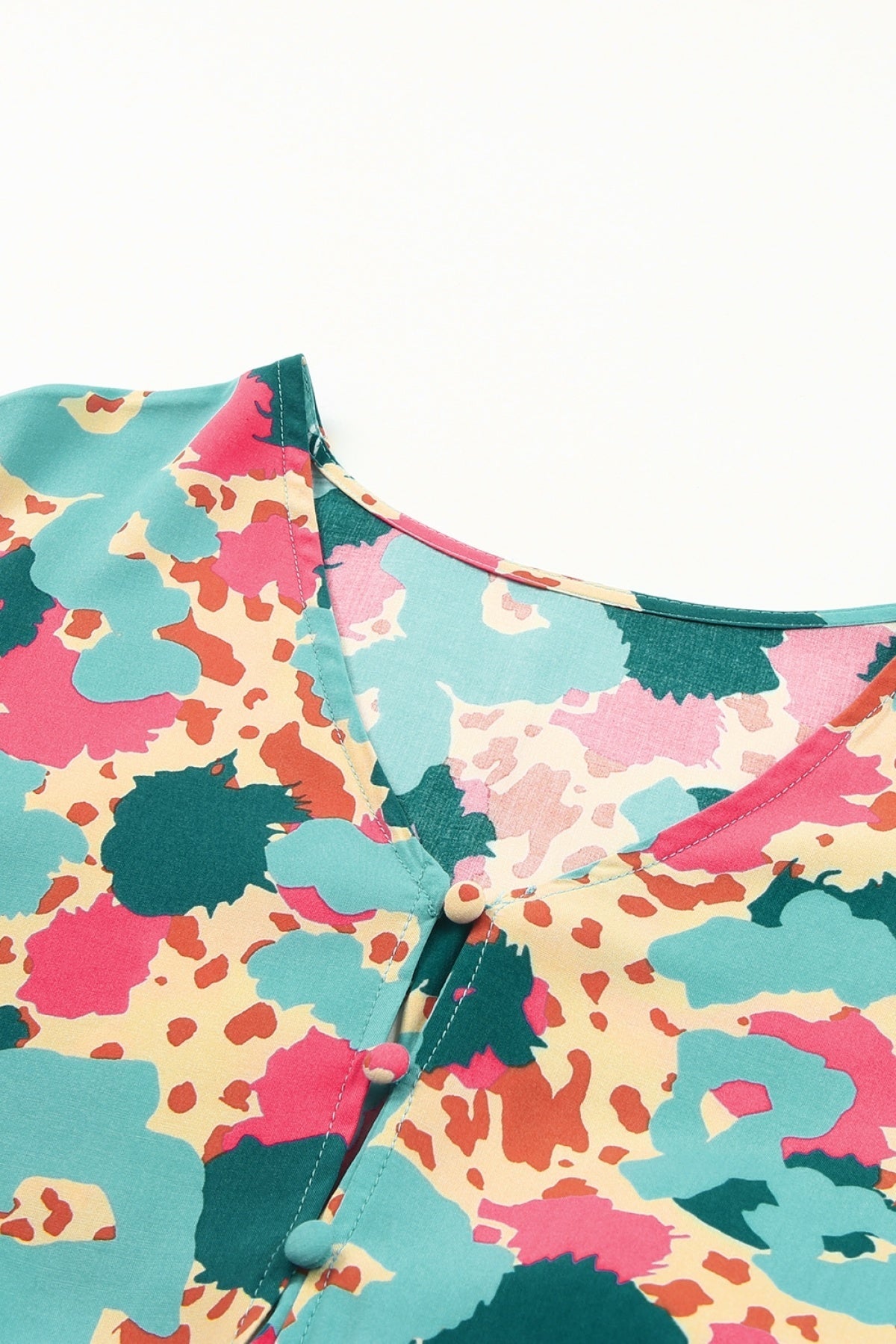 Multicolor Bohemia Print V Neck Ruffle Long Sleeve Maxi Dress Angelwarriorfitness.com
