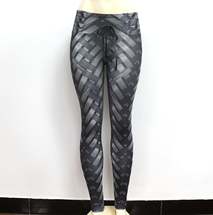 High Waist Iron Weave Print Push Up Yoga Workout Leggings Angelwarriorfitness.com