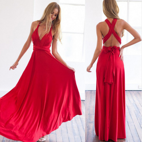 Women Bandage Convertible Boho Maxi Dress Angelwarriorfitness.com