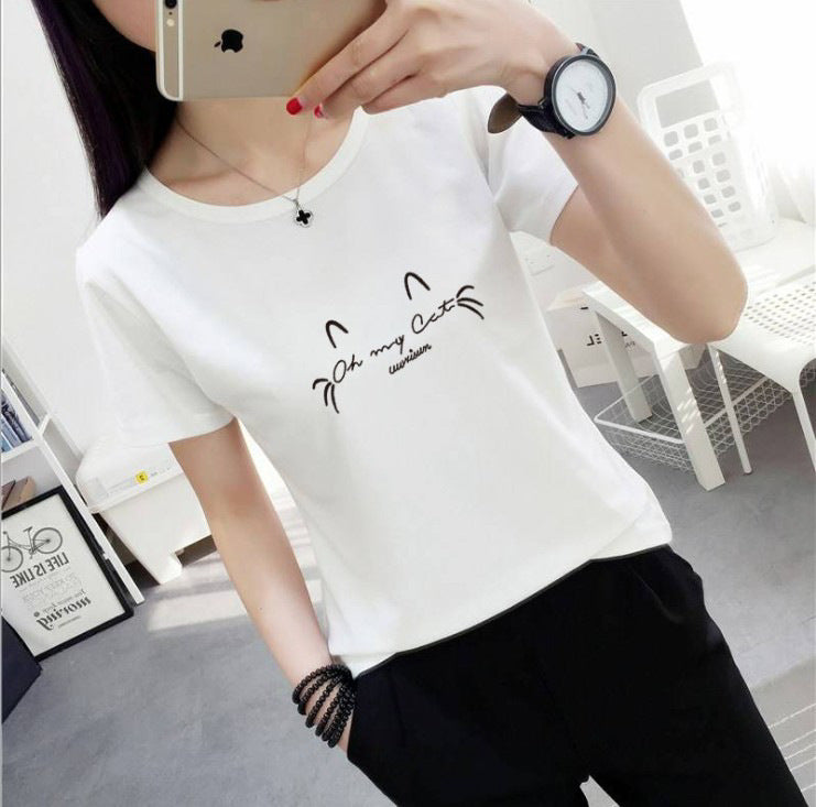 Women's t-shirt printing letters short-sleeved t-shirt women Angelwarriorfitness.com