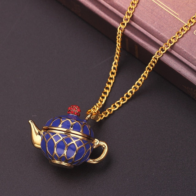 Vintage teapot openable necklace Angelwarriorfitness.com