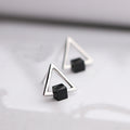 S925 Geometric Triangle Black Earring Angelwarriorfitness.com