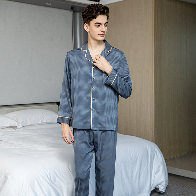 Men's Long Sleeved Trousers Ice Silk Pajamas Angelwarriorfitness.com