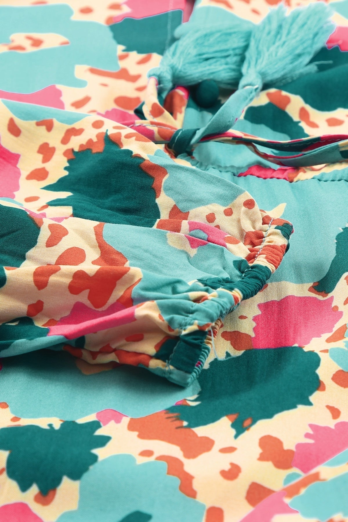 Multicolor Bohemia Print V Neck Ruffle Long Sleeve Maxi Dress Angelwarriorfitness.com