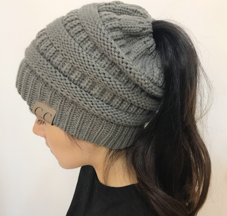 High Bun Ponytail Beanie Hat Chunky Soft Stretch Cable Knit Warm Fuzzy Lined Skull Beanie Acrylic Hats Men And Women Angelwarriorfitness.com