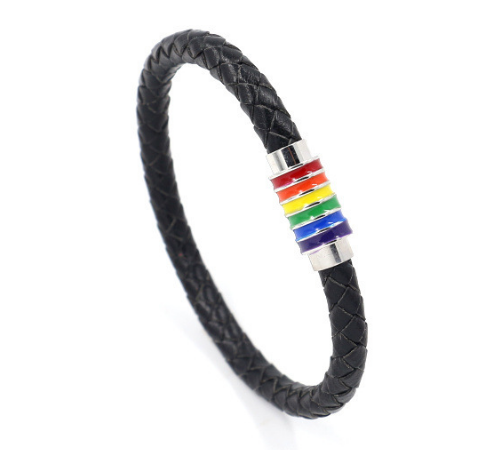 Fashion Gay Pride Rainbow Leather Bracelets For Women Men Black Brown Genuine Leather Bangle Magnetic Clasp LGBT Jewelry Angelwarriorfitness.com
