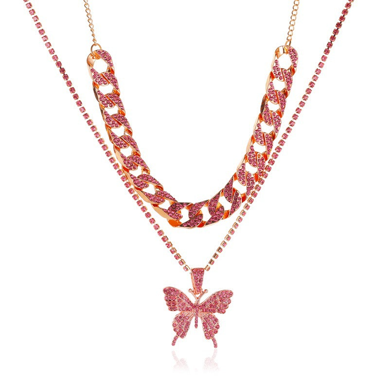 Rhinestone butterfly necklace Angelwarriorfitness.com