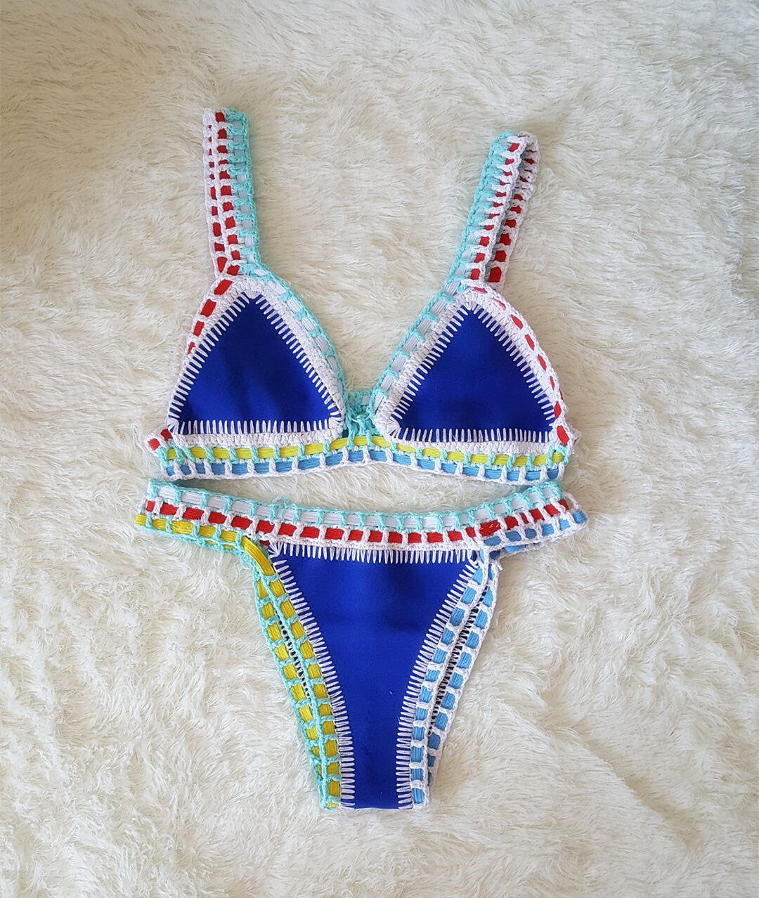 Hand Crochet Colorful Bikini Set Angelwarriorfitness.com