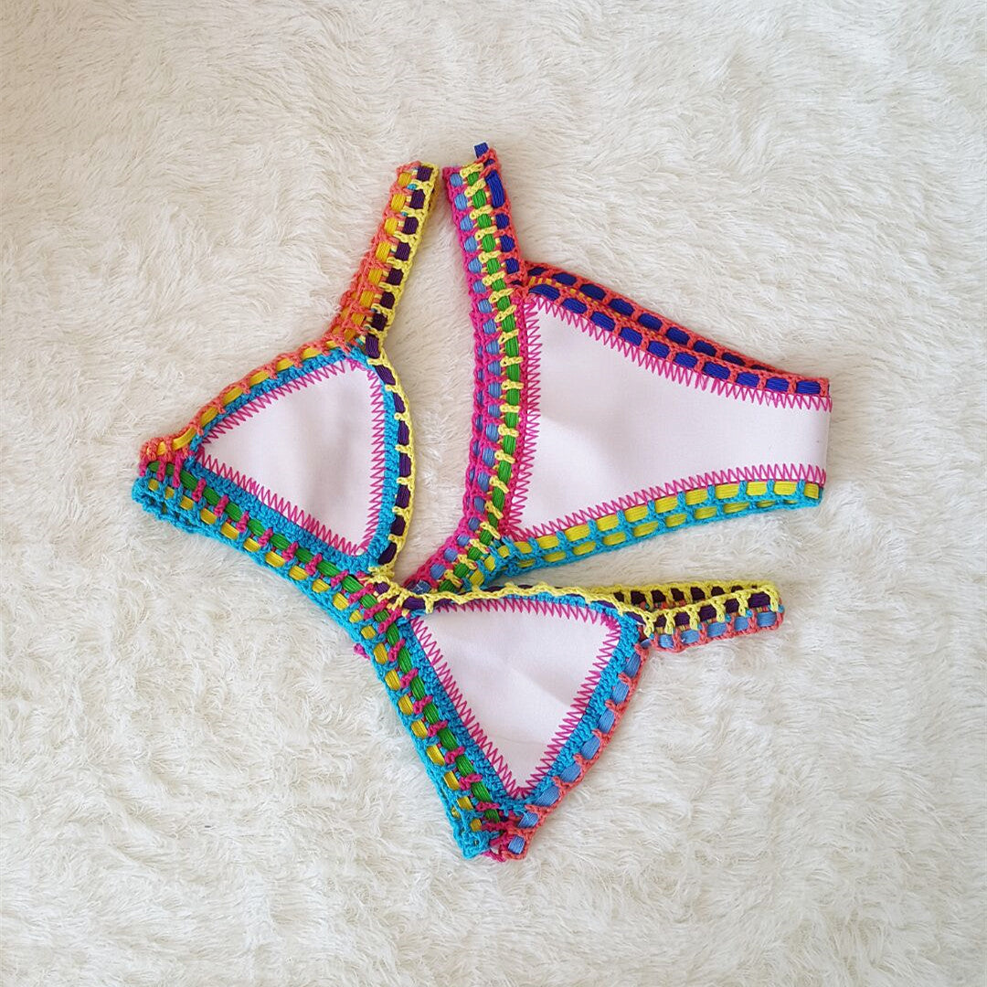 Hand Crochet Colorful Bikini Set Angelwarriorfitness.com