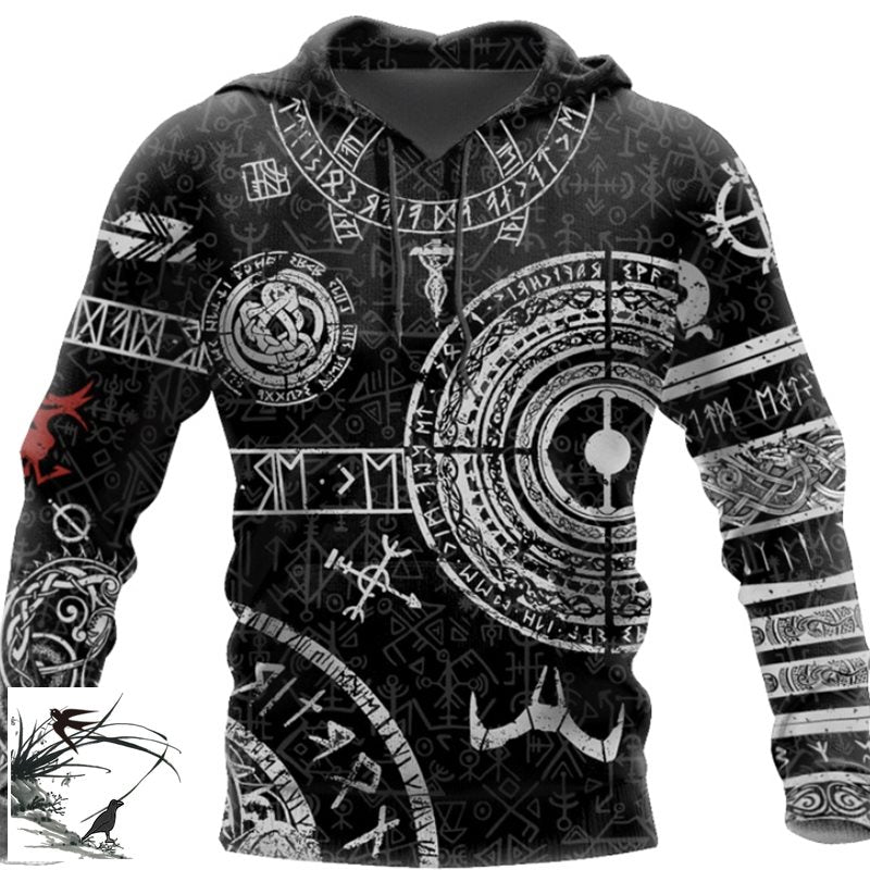 Viking Odin Tattoo D Printed Men hoodies Angelwarriorfitness.com