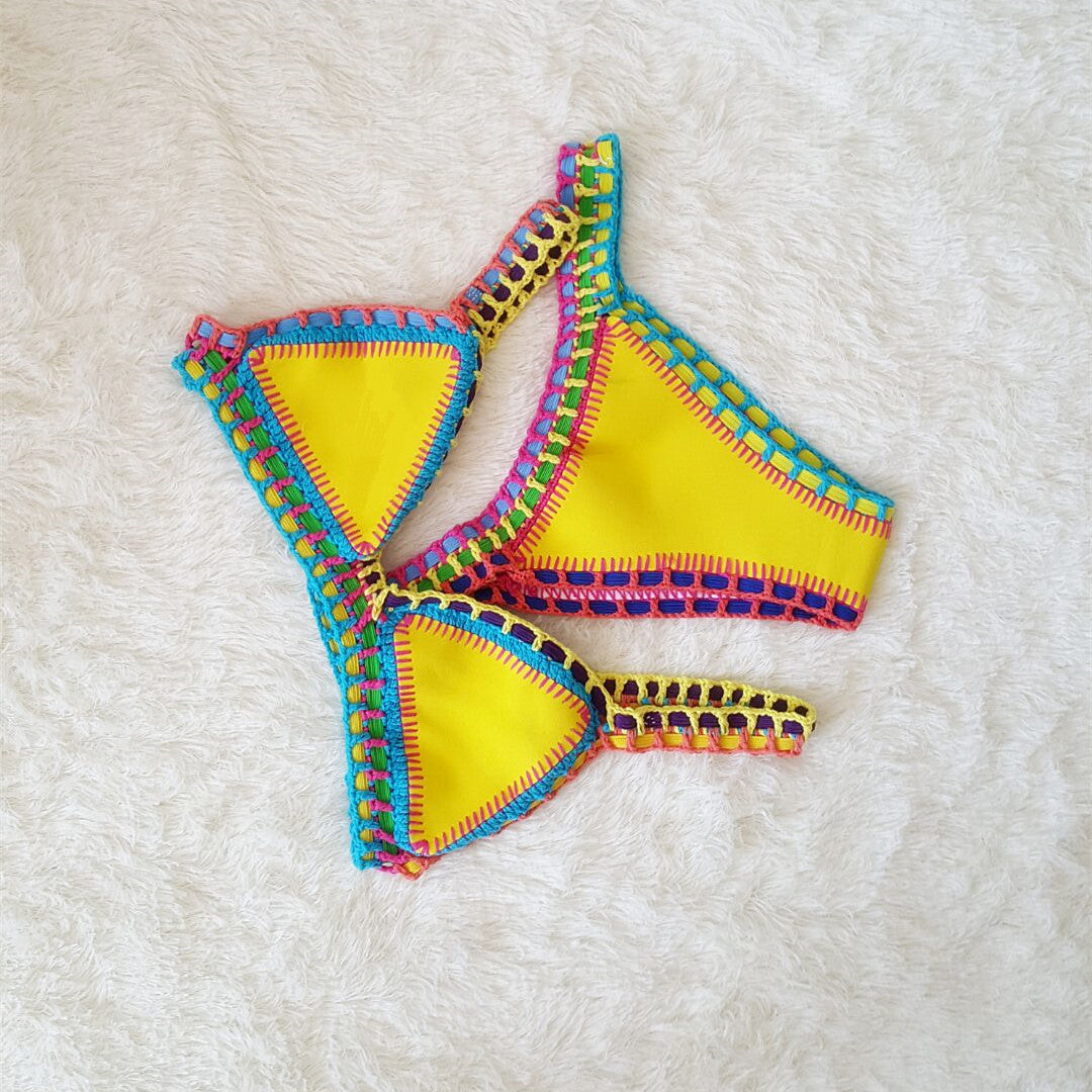 Hand Crochet Colorful Bikini Set Angelwarriorfitness.com