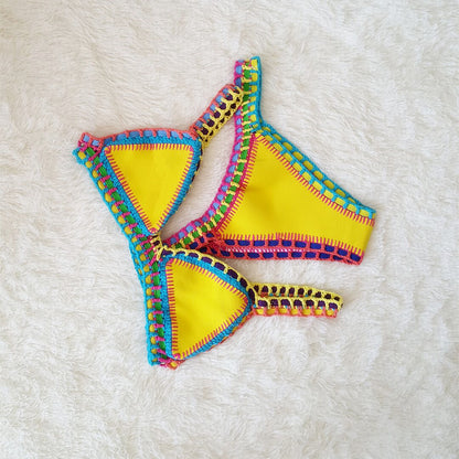 Hand Crochet Colorful Bikini Set Angelwarriorfitness.com