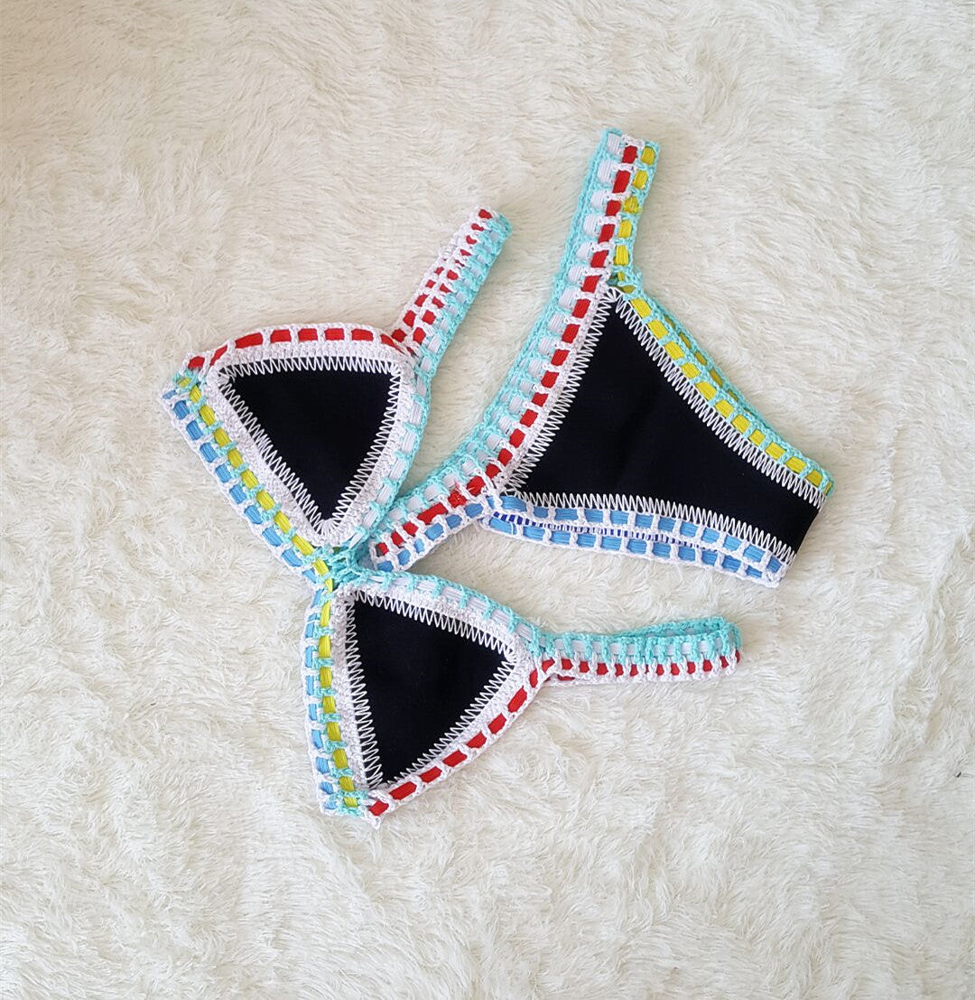 Hand Crochet Colorful Bikini Set Angelwarriorfitness.com