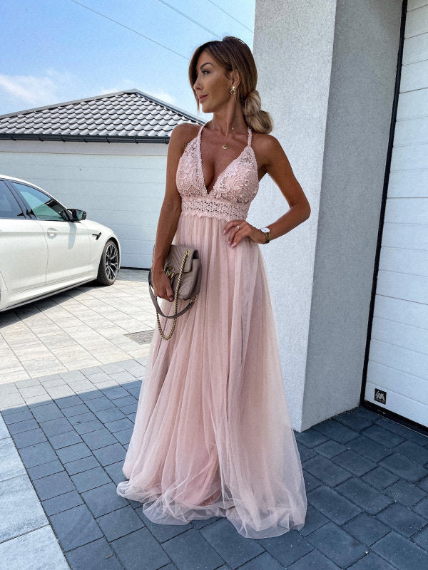 Mesh Deep V Dress Long Dress Angelwarriorfitness.com