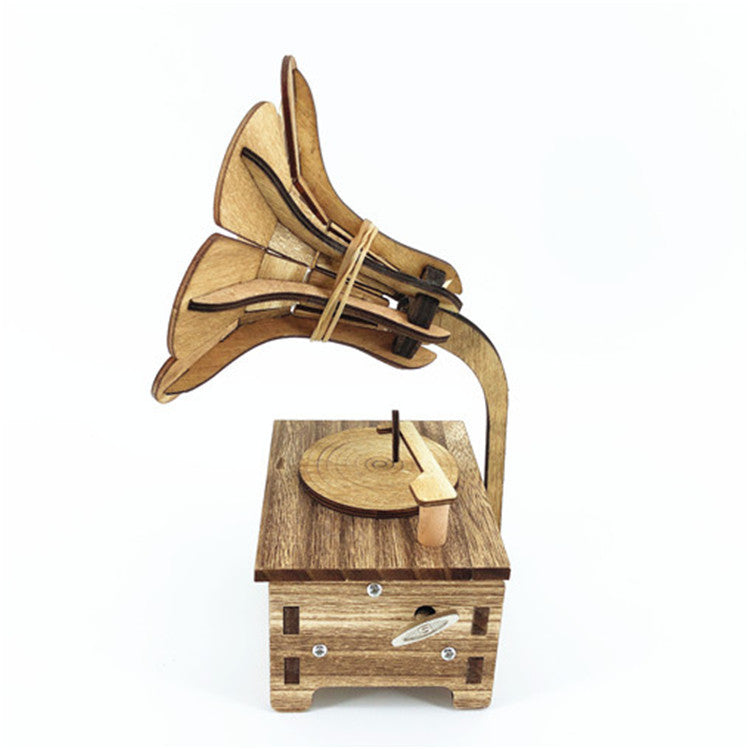 Wooden gramophone model retro music box Angelwarriorfitness.com