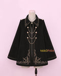 Darkness Style Gothic Count Wool Blend Cape Coat Chains Cool Winter Outwear Color Black Angelwarriorfitness.com