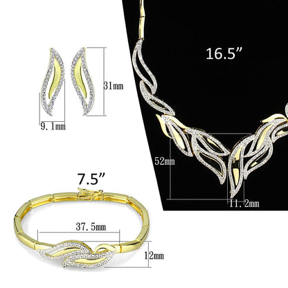 Gold+Rhodium Brass Jewelry Sets with AAA Grade CZ  in Clear Angelwarriorfitness.com