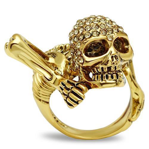 Gold Skull Crystal Ring Angelwarriorfitness.com