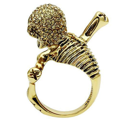 Gold Skull Crystal Ring Angelwarriorfitness.com