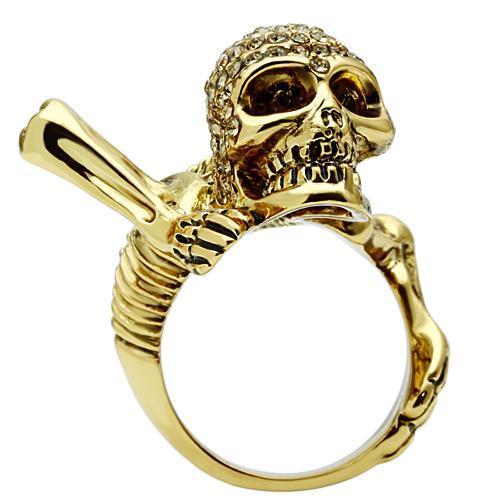 Gold Skull Crystal Ring Angelwarriorfitness.com