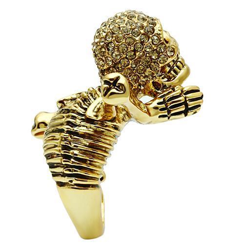 Gold Skull Crystal Ring Angelwarriorfitness.com