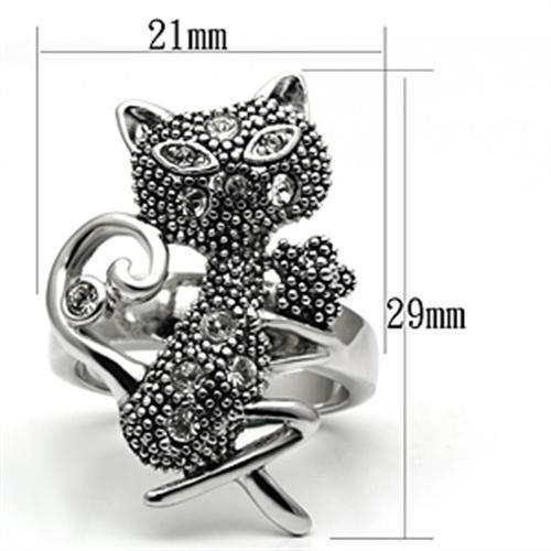 Silver & Crystal Cat Ring Angelwarriorfitness.com
