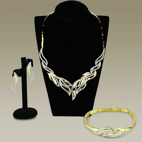 Gold+Rhodium Brass Jewelry Sets with AAA Grade CZ  in Clear Angelwarriorfitness.com