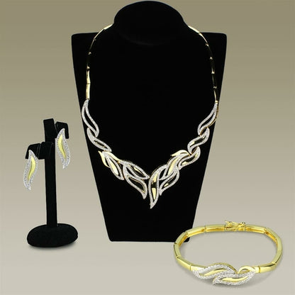 Gold+Rhodium Brass Jewelry Sets with AAA Grade CZ  in Clear Angelwarriorfitness.com